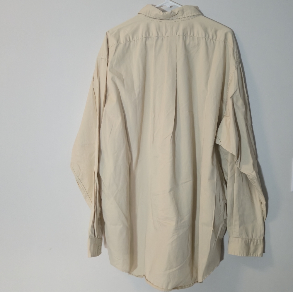 Polo Ralph Lauren XXL Beige Oxford Shirt Made In Canada 90s Vintage - Picture 10 of 12